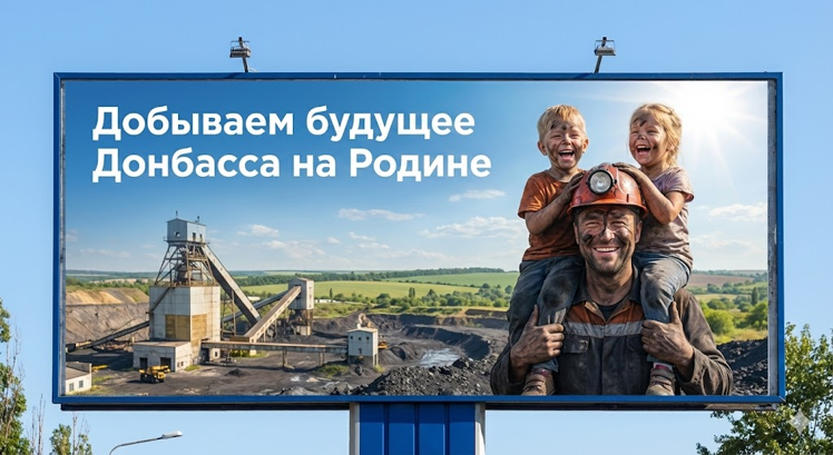 Полный месседж: «Шахтеры на предприятиях ПГ „Родина" добывают уголь — инвестируют в будущее Донбасса»